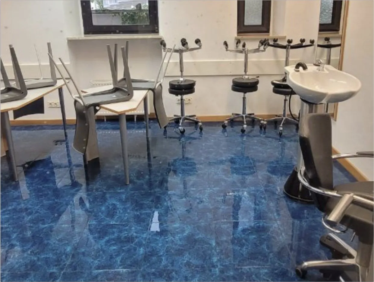 Studio with treatment chairs and basin after cleaning